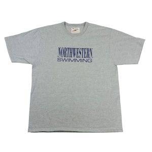Vintage Northwestern University Swimming Gray Champion Tee Size XL
