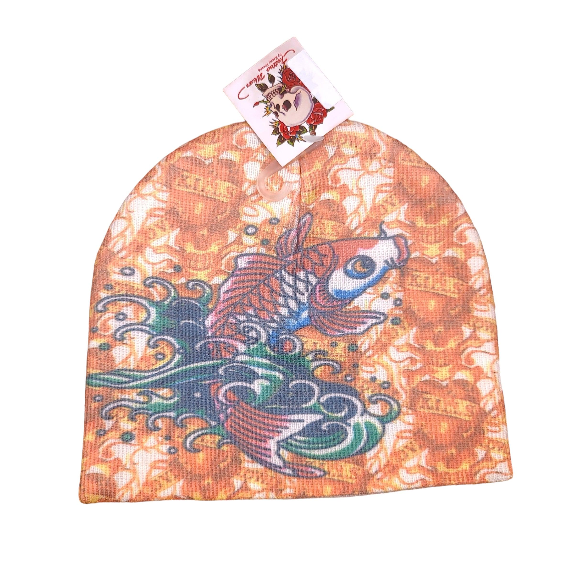 Y2K Tattoo Wear Orange Koi Beanie Hat (New with Tags)