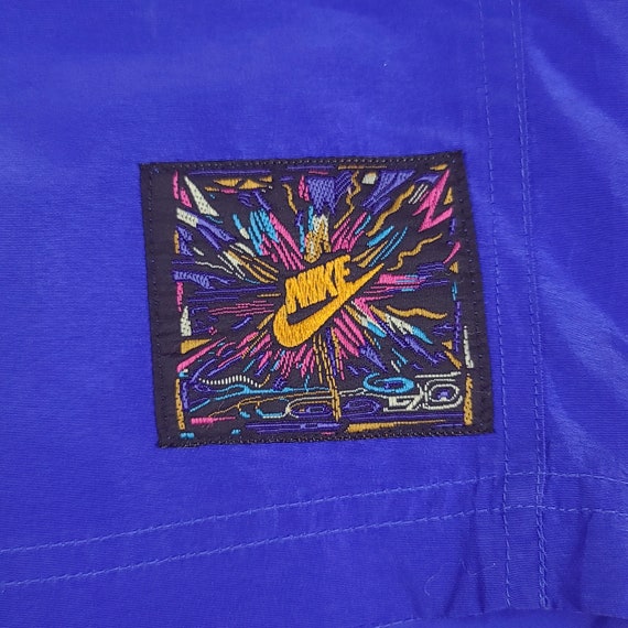 Vintage Nike Blue Purple Color Block Nylon Shorts… - image 3