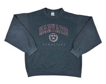 Vintage Harvard University Sweatshirt Jerzees Gray Size Large