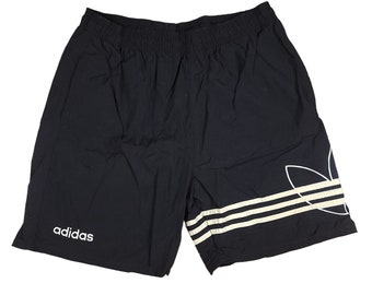 vintage - Short adidas noir en nylon Trefoil, taille Medium