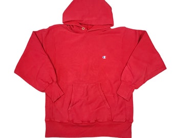 Vintage Champion Red Reverse Weave Hoodie Size Large