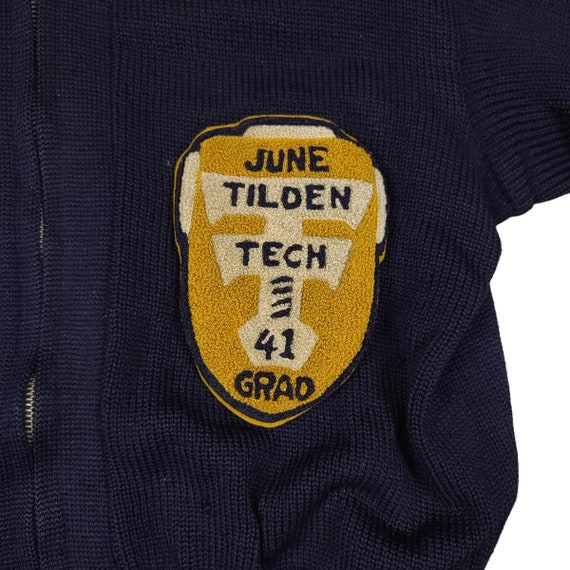 Vintage 1941 Tilden Tech High School Wool Zip Var… - image 3