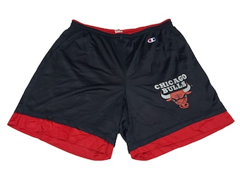 Vintage Chicago Bulls Black & Red Champion Basketball Shorts Size Large