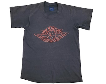 Buy Vintage Nike Air Jordan Wings Faded Black Shirt Size Youth