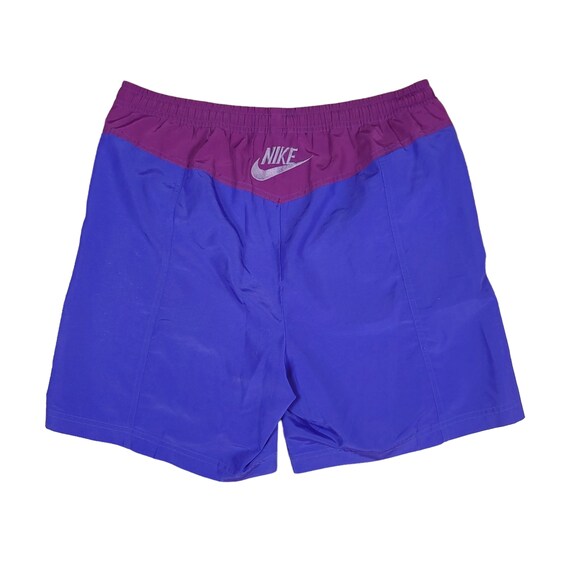 Vintage Nike Blue Purple Color Block Nylon Shorts… - image 2