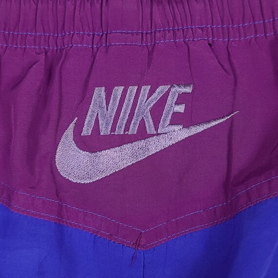 Vintage Nike Blue Purple Color Block Nylon Shorts… - image 4