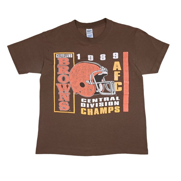 Vintage Cleveland Browns 1989 Central Division Champs Trench Tee Size 2XS