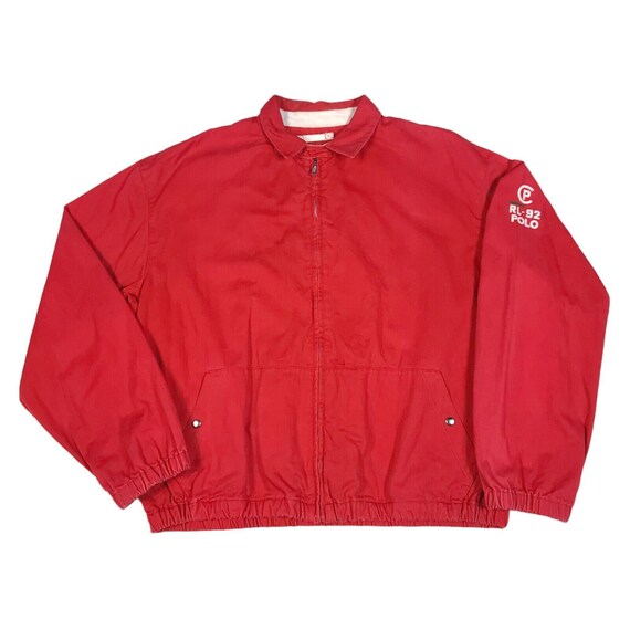 Vintage Polo Ralph Lauren Rl-92 Red Full Zip up Jacket Size Large 