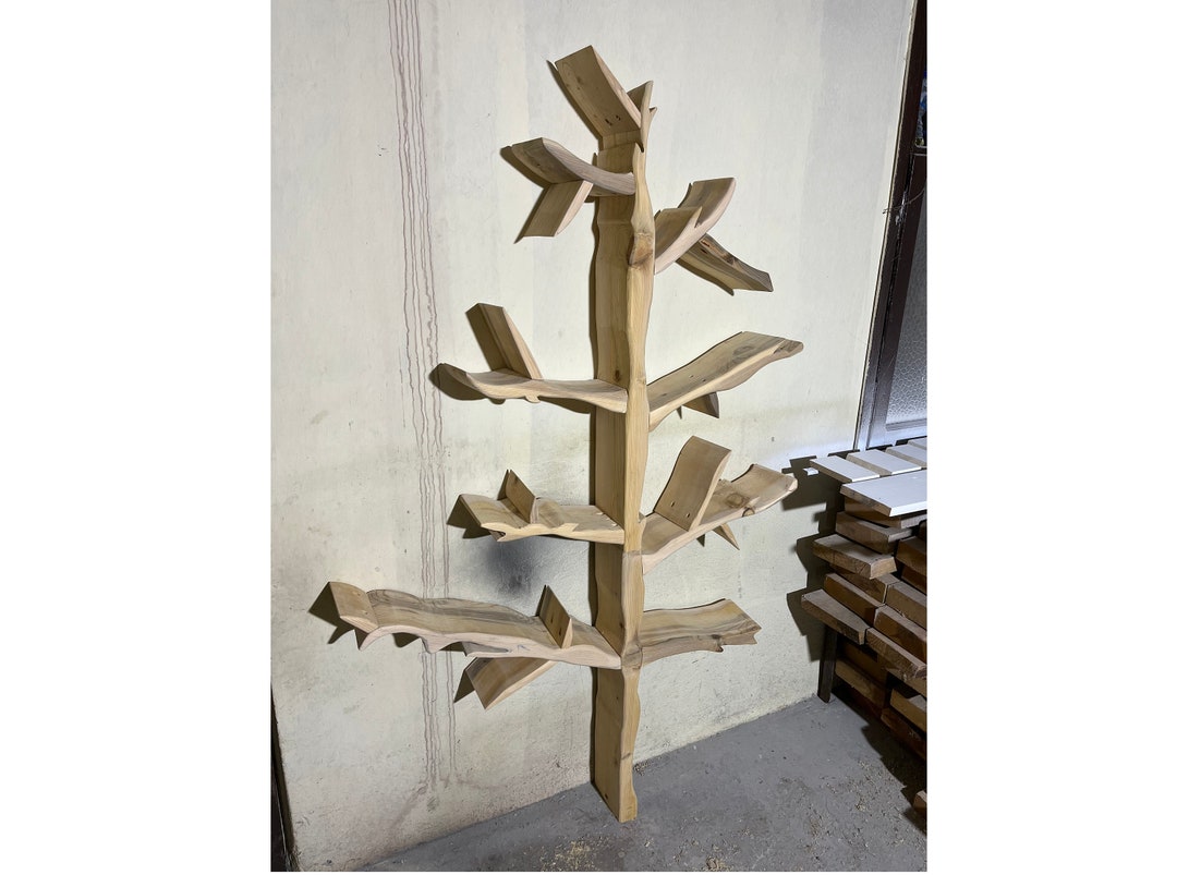 Carved Design Tree Shaped Bookcase Decorative Modern Wooden Etsy