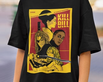 Kill Bill Movie Artwork Camiseta para fanáticos de Quentin Tarantino, Película de acción japonesa, Unisex, Regalo para amantes del cine clásico Comfort Colors 1717