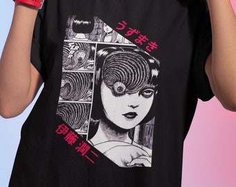 Junji Ito Uzumaki T-Shirt, Unisex, Japanese Comic Tee Shirt, Vintage Anime T-shirt, Rare Retro Japanese Horror, Horror Tee shirt Halloween