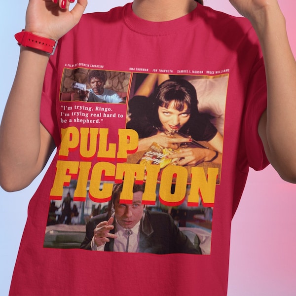 Pulp Fiction Movie T-shirt, Unisex, Gift for Quentin Tarantino Fans, Vintage Retro Movie Tee Shirt, 90s Movie Classic Film Tee Birthday Gift