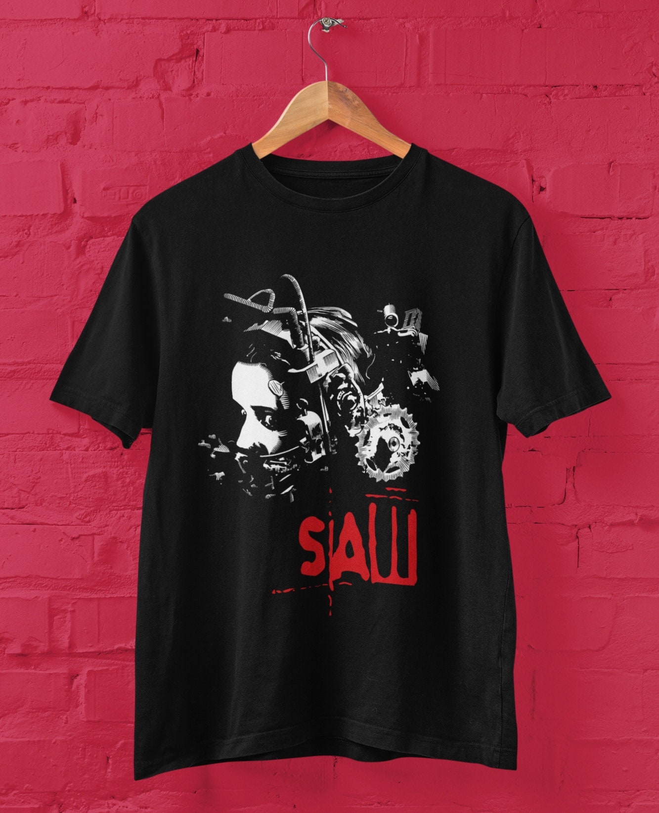 SAW Horror Movie Crewneck T-shirt, Scary Movie Tee Shirt Gift for 