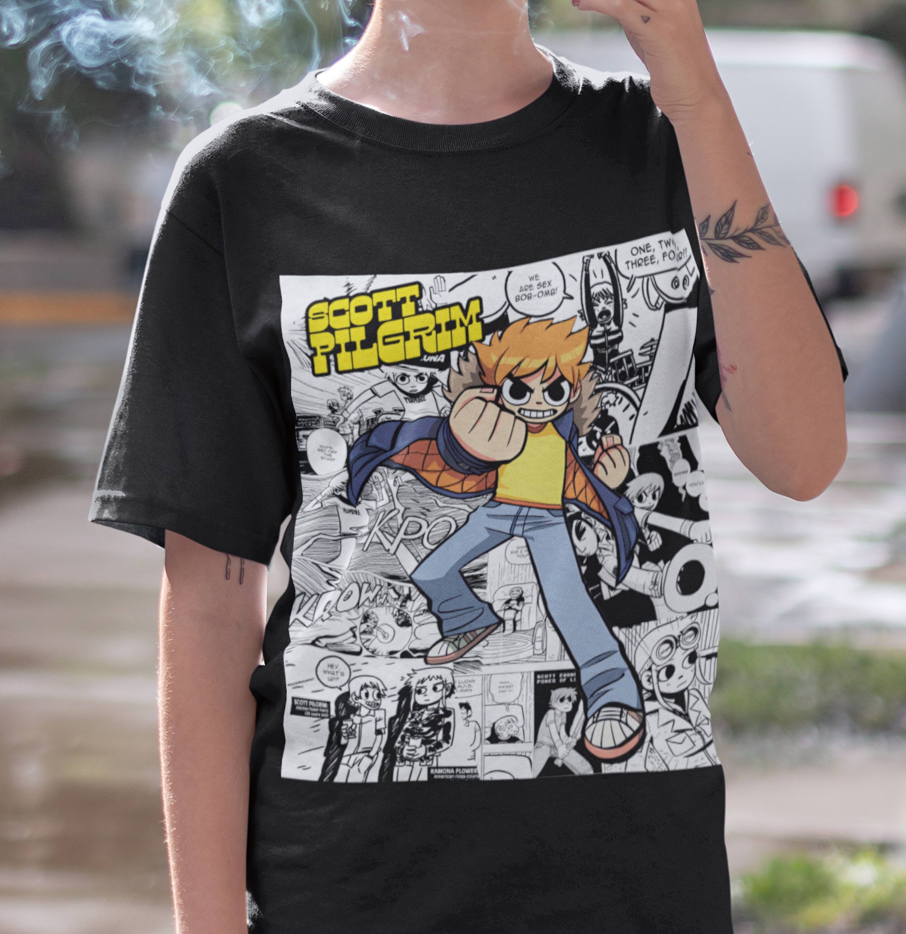 Scott Pilgrim VS The World Tee Shirt Comic Anime Crewneck T shirt 