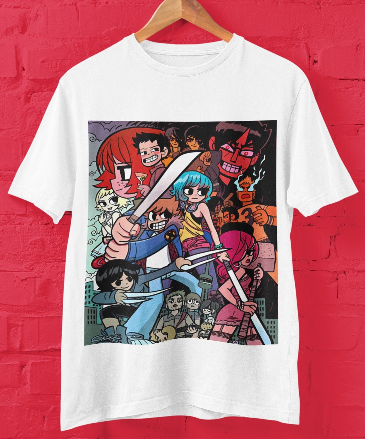 Scott Pilgrim VS the World Comic T-shirt, Anime Movie Crewneck Tee