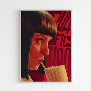 Pulp Fiction Mia Wallace Movie Poster, Movie Wall Art, Movie Artwork, Quentin Tarantino Artwork, Uma Thurman