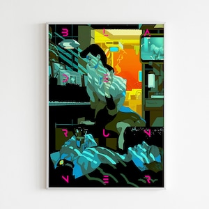Blade Runner Movie Poster, Wall Art, Movie Artwork, Ridley Scott, Philip K Dick, Harrison Ford, Scifi Movie, Three