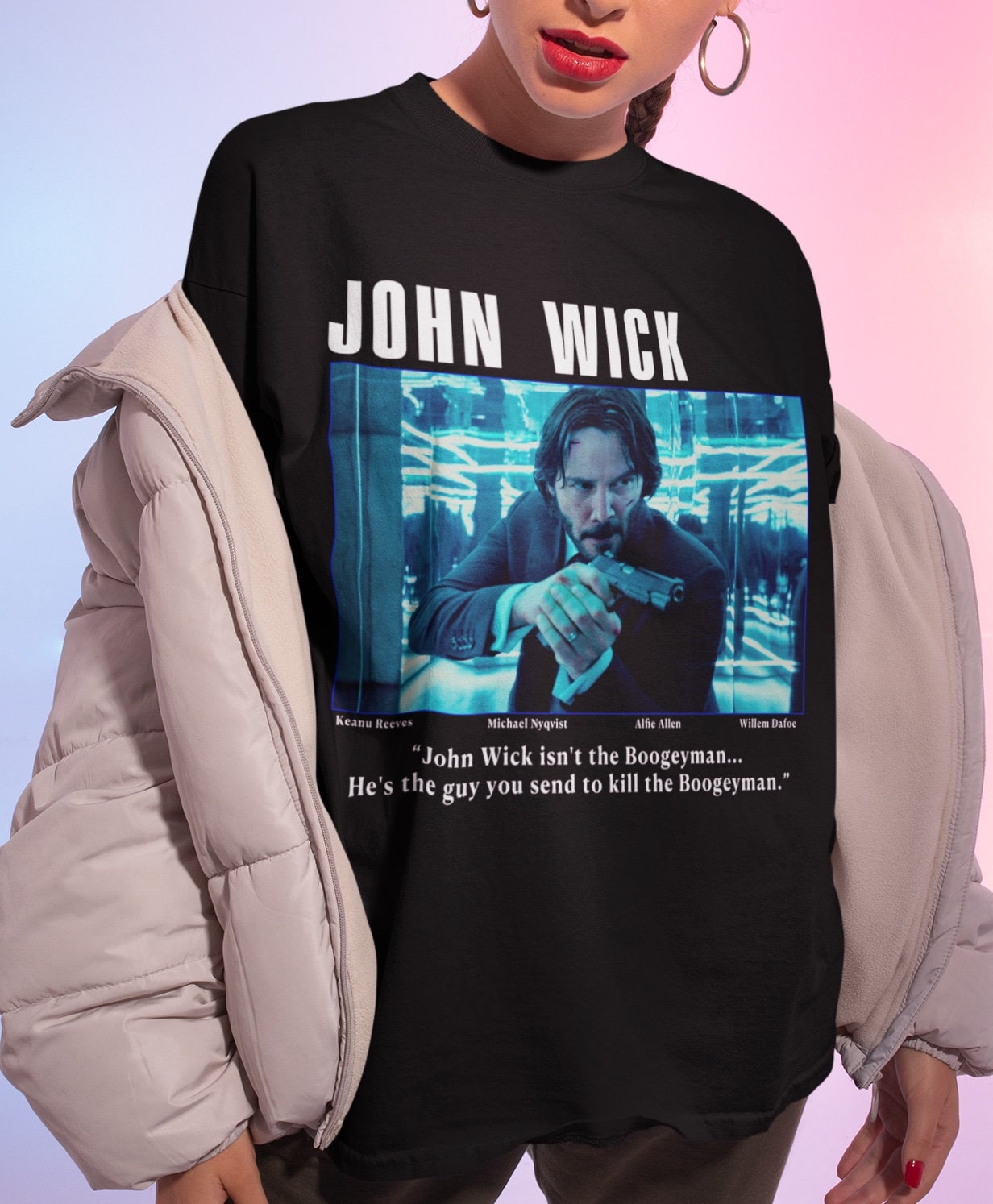 John Wick Movie Tee Shirt, Unisex, Keanu Reeves Action Movie T 