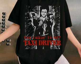 【SALE】Vintage Movie / Taxi D Tshirt Taxi Driver Movie Crewneck T-shirt Black, Unisex, Vintage Retro