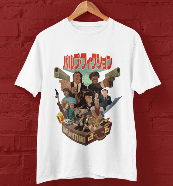 Pulp Fiction Cartoon Artwork Crewneck T-shirt , Quentin Tarantino