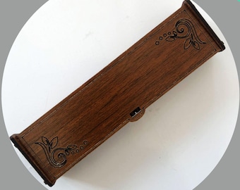 Portapenne decorativo in legno tagliato al laser, scatola portapenne, file tagliato al laser, pdf, dxf, cdr, ai, svg, modelli vettoriali, progetto laser, 2,8 mm