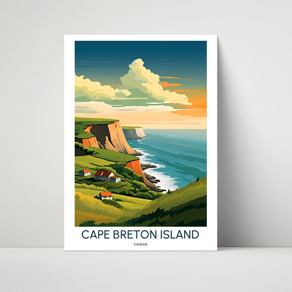 Affiche de voyage de l'île du Cap-Breton, Canada, options sans cadre et encadré