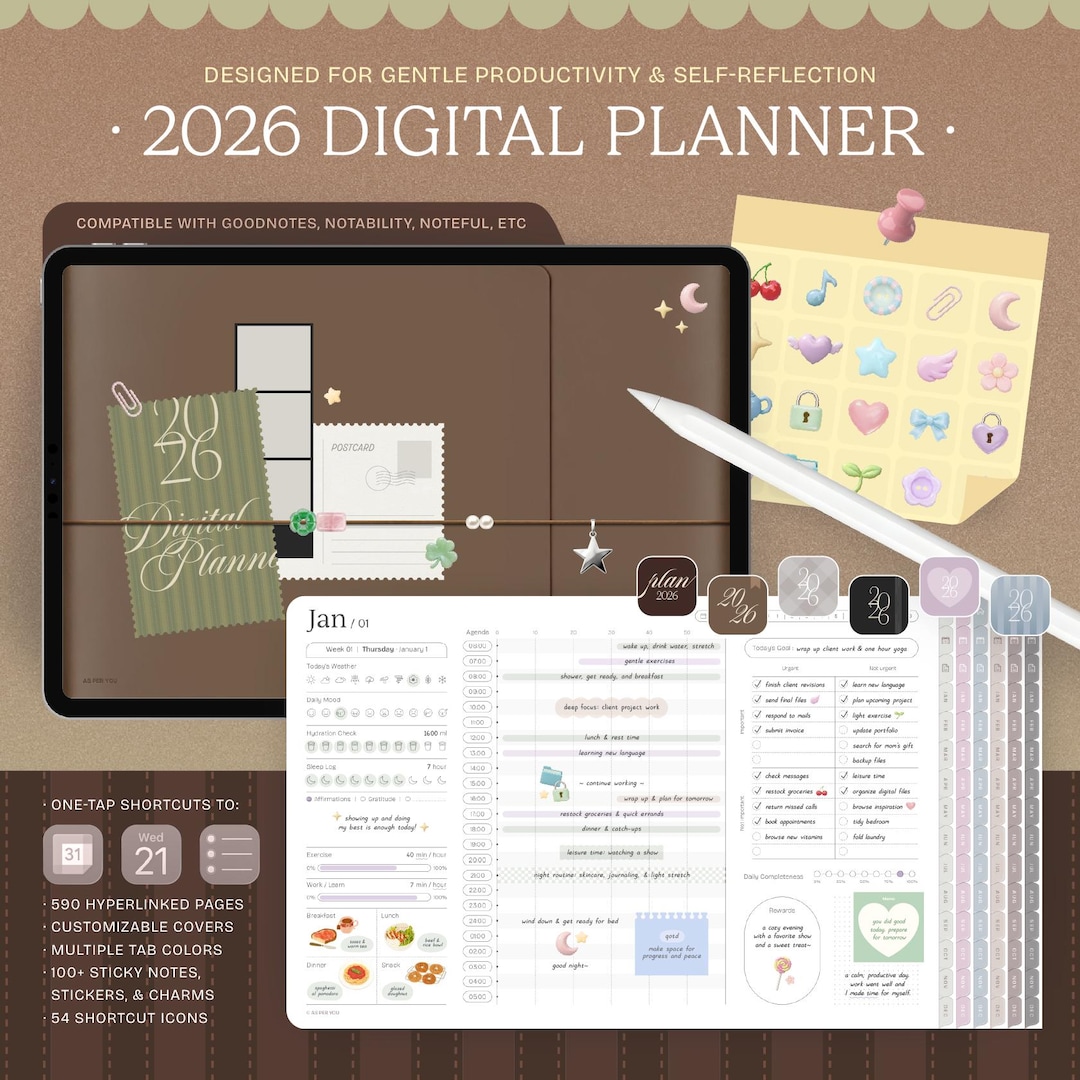 2026 Landscape Digital Planner for iPad | Goodnotes (daily, Weekly ...