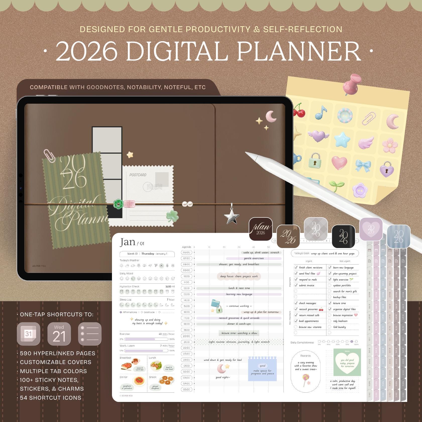 2026 Landscape Digital Planner for iPad | Goodnotes (daily, Weekly ...