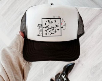 The Cowgirl Club Trucker Hat for Women, Gift for Cowgirls Trucker Cap, Vintage Country Summer Trucker Hat, Trendy Country Music Festival Hat