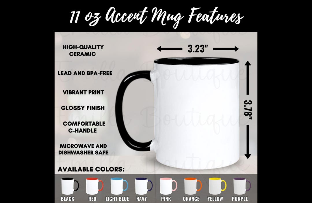 11oz Accent Coffee Mug Size Chart Two Tone Mug Sizing Guide Printify