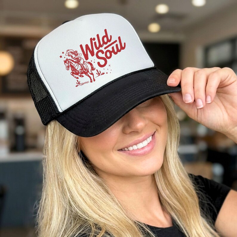 Wild Soul Trucker Hat, Country Concert Hat, Summer Vintage Cowgirl Hats, Music Festival Cap image 2