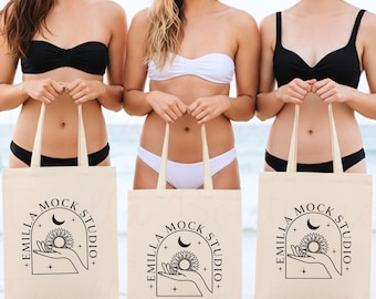 Bachelorette Tote Bag Mockup | Bride & Bridesmaid Lifestyle Canvas Group Mockup for POD