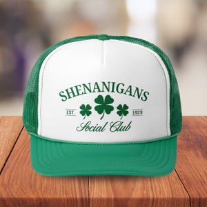 St. Patricks Day Trucker Hat, St Patrick Day Shenanigans Social Club Hat, Saint Patrick&#39;s Day Hat, St Patricks Green Cap, St Paddys Day Hats
