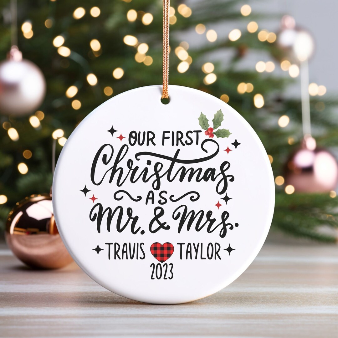 Personalized First Married Christmas Ornament Gift, Couples First