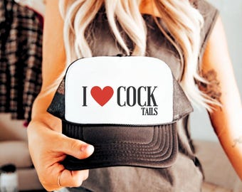 I Love Cocktails Funny Trucker Hat for Women, Bachelorette Party Caps, Swap Game Gift, Girls Trip Inappropiate Trashy Hat, Bridesmaid Gifts