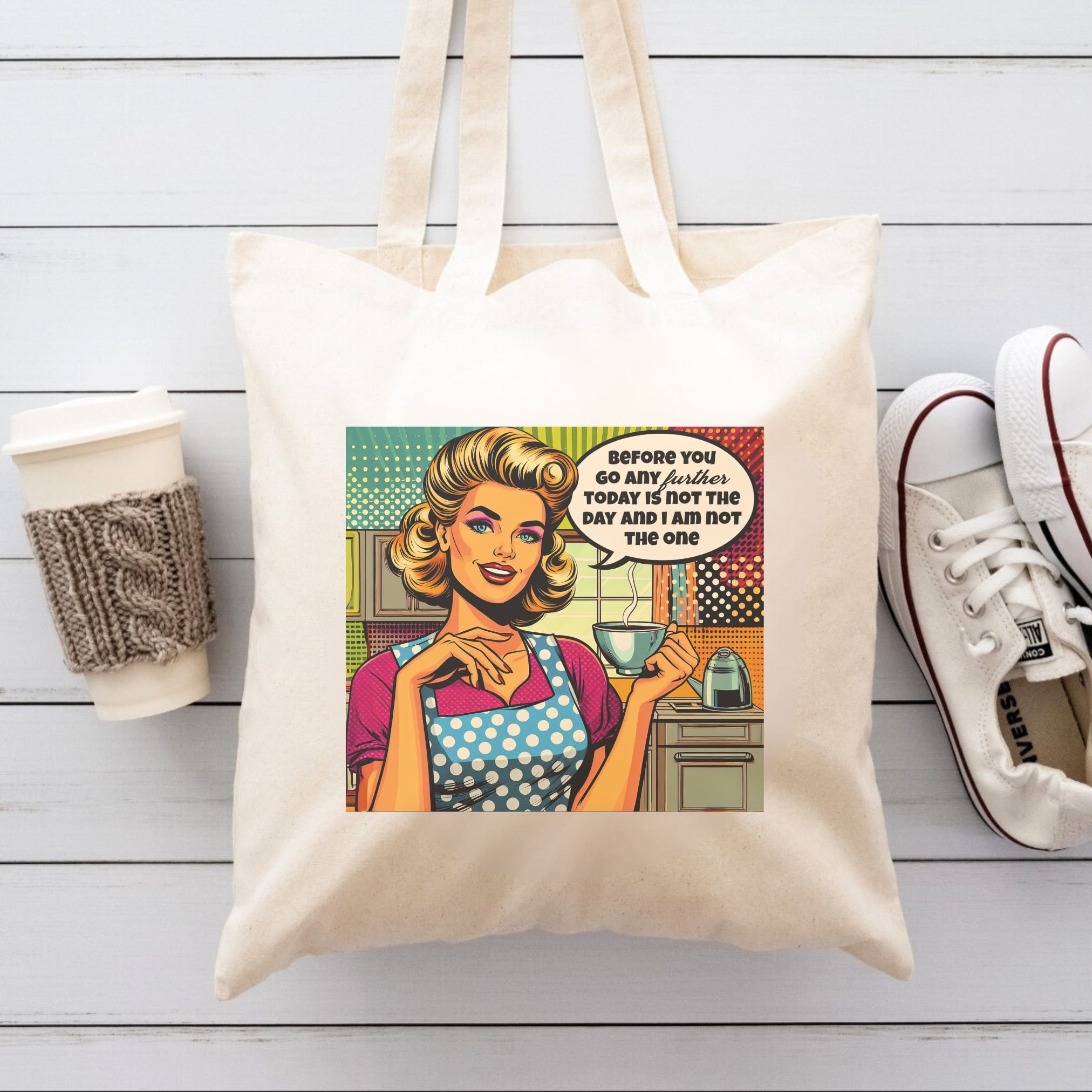 40 Retro Tote Bags: The Ultimate Fashion Accessory 6 Trendy Sarcastic Tote Bag, Funny Housewife Retro Tote Bag, Vintage…