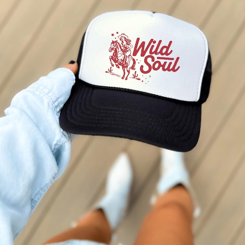 Wild Soul Trucker Hat, Country Concert Hat, Summer Vintage Cowgirl Hats, Music Festival Cap image 1