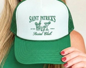 St. Patricks Day Trucker Hat, St Patrick Day Drinking Social Club Snapback Hat, Saint Patricks Foam Trucker Cap, St Patricks Green Mesh Cap