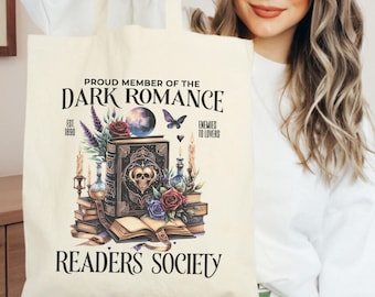 Dark Romance Bookish Tote Bag, Gothic Smut Lover Gift for Bookworms, Spicy Cotton Book Bag for Readers and Book Lovers