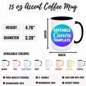 15oz Accent Coffee Mug Size Chart Canva Template, Two Tone Mug Sizing Guide, Printify Accent Mug Size/Color Chart 15 oz Ceramic Mug Mockup