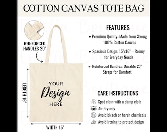 Cotton Canvas Tote Bag Size Chart: POD Sizing Guide (Digital Download)