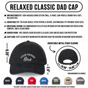 Relaxed Dad Cap Size Chart: Printify Cap America i1002 (PNG Digital Download)