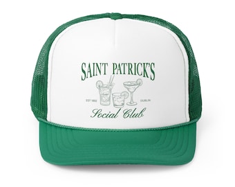 St. Patricks Day Trucker Hat, St Patrick Day Drinking Social Club Snapback Hat, Saint Patricks Foam Trucker Cap, St Patricks Green Mesh Cap