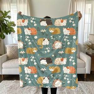 Cozy Cat Blanket, Velveteen Plush Blanket, Cozy Throw, Cute Cat Throw Blanket, Cat Lover Throw, Minky Blanket, Cat Baby Blanket