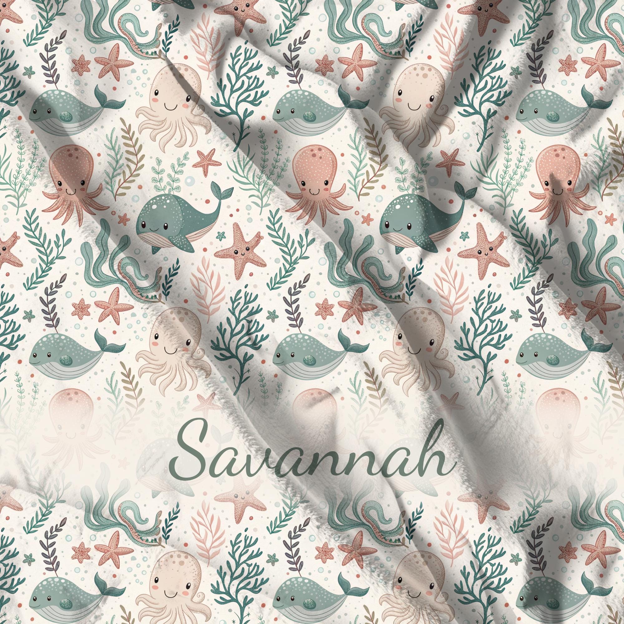 Personalized Ocean Baby Blanket, Custom Under the Sea Throw Blanket ...