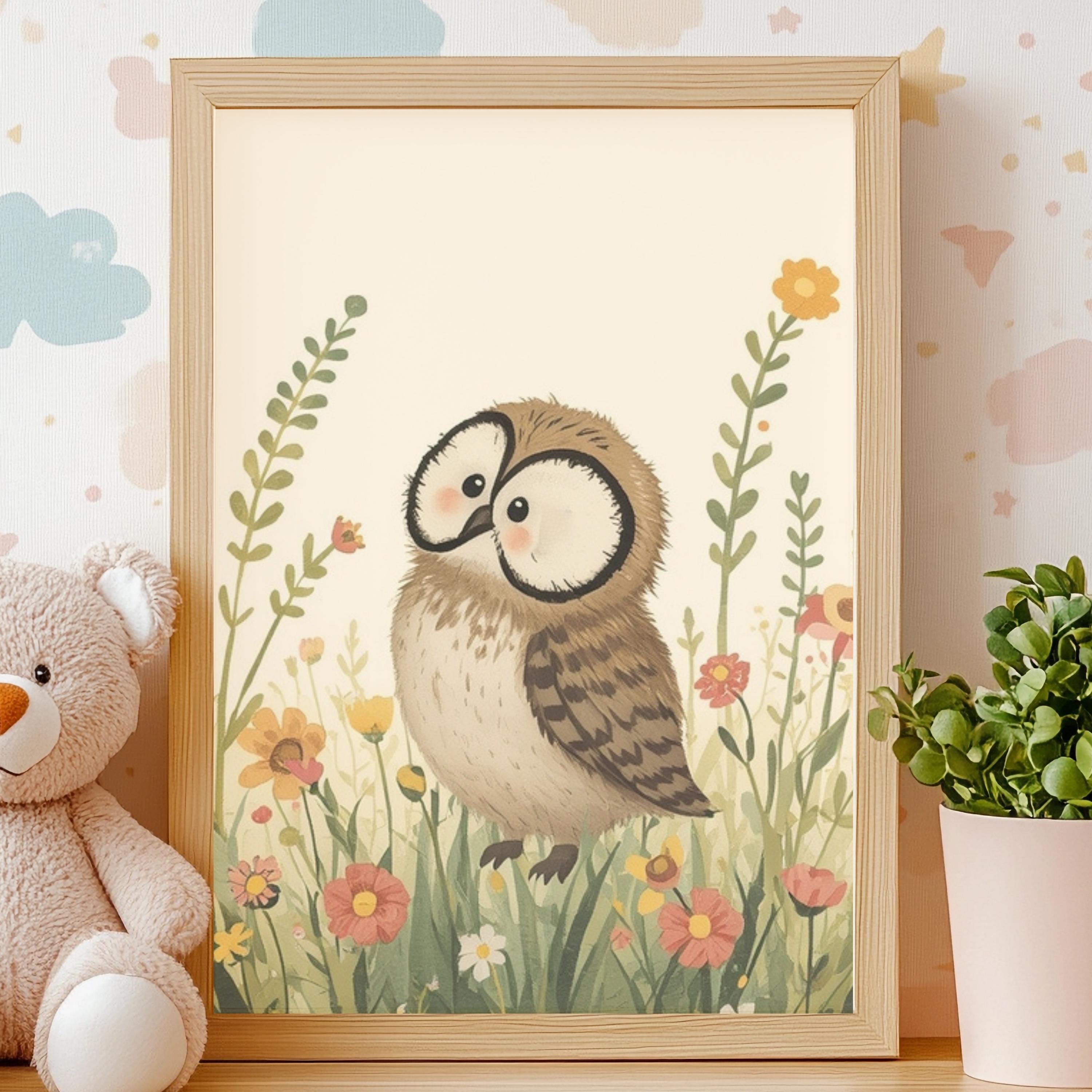 Woodland Animals Nursery Wall Art Set, Hedgehog Fox Owl Digital Prints ...