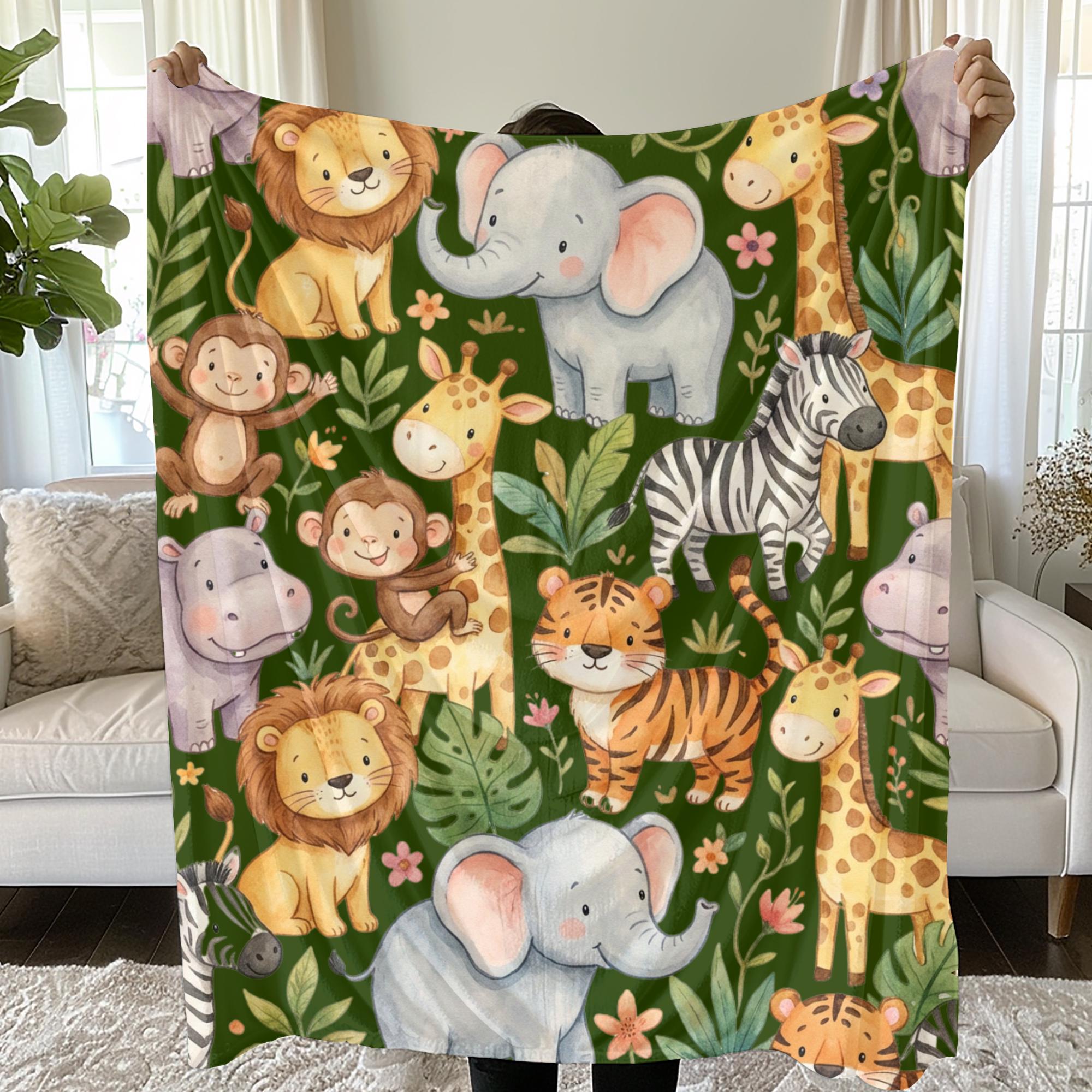 Jungle Animal Baby Blanket, Safari Nursery Throw, Zoo Animal Crib ...
