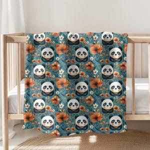 Cute Panda Bear Blanket, Panda Baby Blanket, Soft Velveteen Plush Blanket, Cozy Throw, Panda Throw Blanket, Animal Nursery Decor