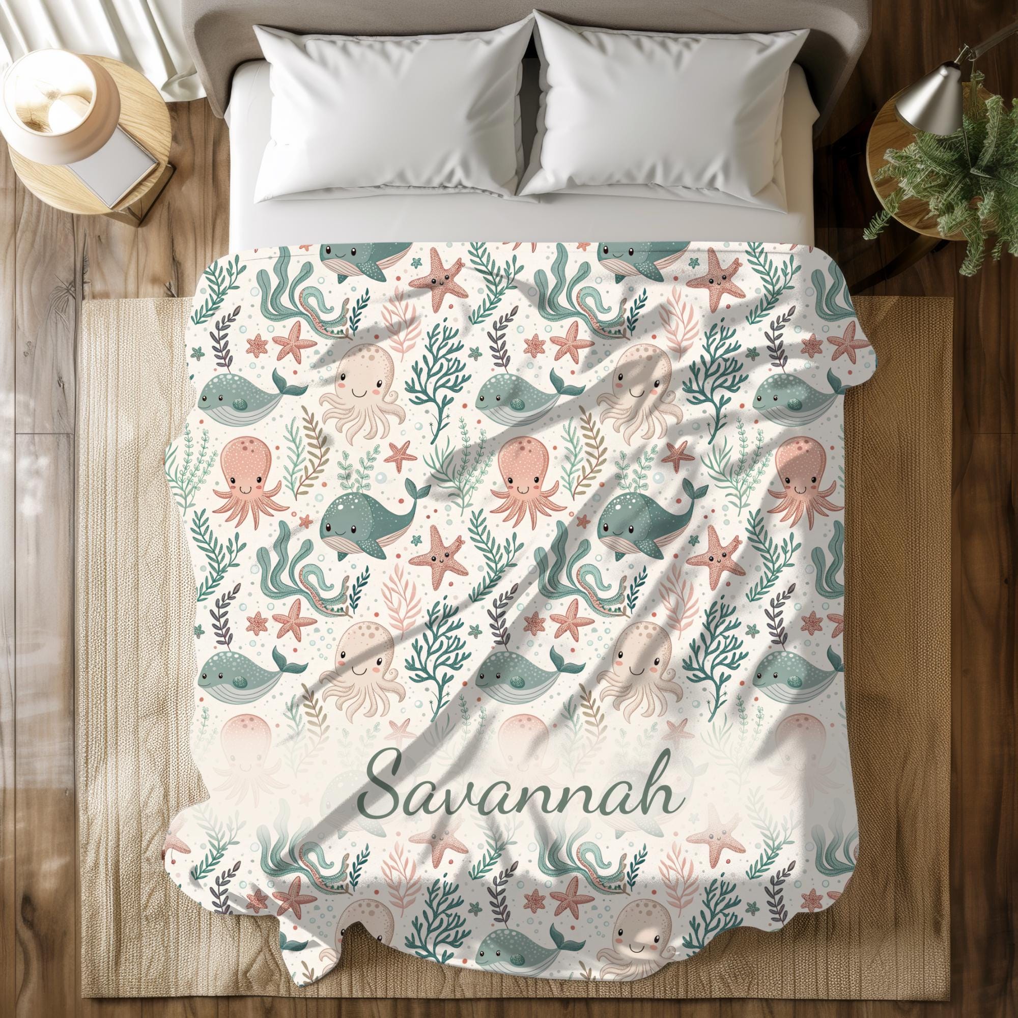 Personalized Ocean Baby Blanket, Custom Under the Sea Throw Blanket ...